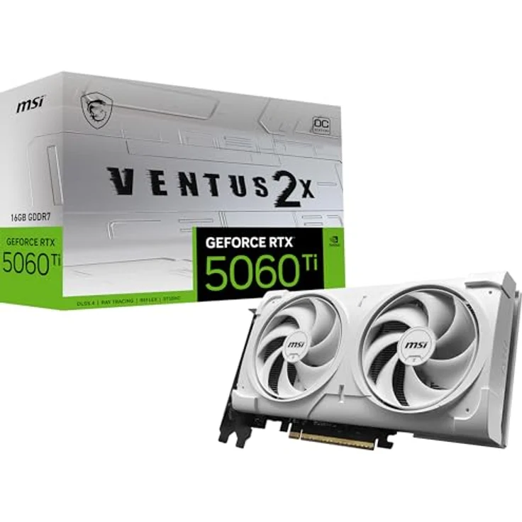 MSI GeForce RTX 5060 Ti 16G VENTUS 2X OC WHITE, Grafikkarte mit 16 GB GDDR7-Speicher, optimale Kühlung, 3 Monitoranschlüsse – Bild 1