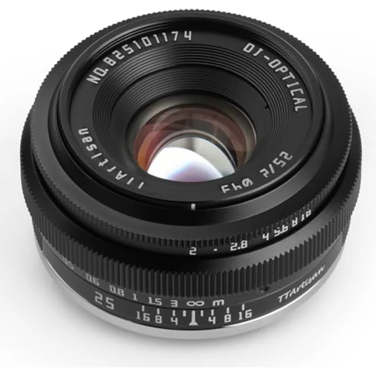 TTArtisan APS-C 25 mm F2, Objektiv mit Metallgehäuse, kompatibel mit M43-Halterung, Schwarz, ideale Nahaufnahmefunktion und große Blende für kreative Fotografie – Bild 2