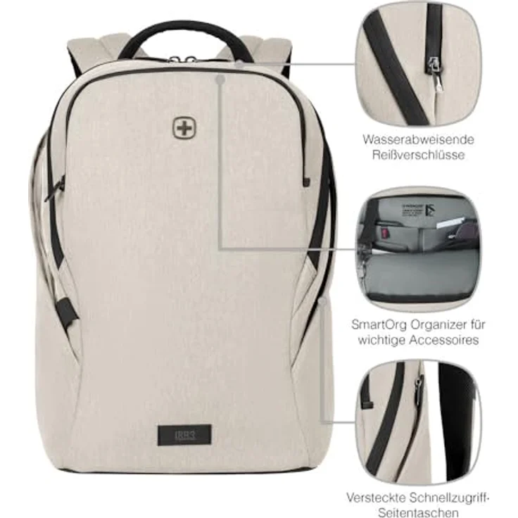 Wenger MX Light Rucksack für Laptop 16", gepolsterter Stauraum, Weiß – Bild 4