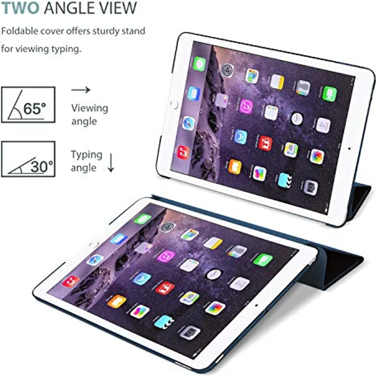 ProCase Hülle für iPad Air 2 (2014 Release), Ultraleichte Stand Schutzhülle mit Translucent Frosted Rückseite, Automatischer Sleep/Wake-Funktion - Navy – Bild 5