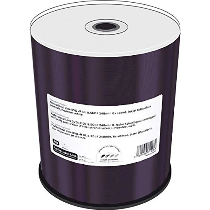 MediaRange DVD+R Double Layer, 8.5GB, 240min, 8-fache Schreibgeschwindigkeit, vollflächig bedruckbar, weiß, 100er Cakebox – Bild 2