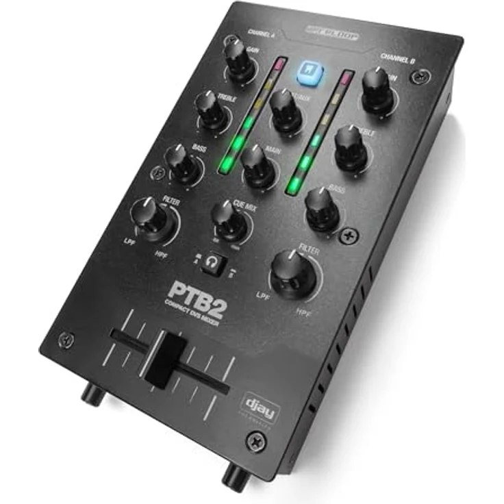 Reloop PTB-2, Kompakter 2+1-Kanal DJ-Mixer mit USB-C Audio-Interface und Bluetooth-Audioeingang – Bild 1