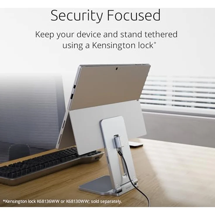 Kensington Microsoft Surface Pro Ständer, erhöhter Ständer für Schreibtisch, faltbar, leicht, rutschfest, Tablet-Ständer und Halterung für Surface Pro 7, 7+, 8, 9, 10, 11, - Schwarz – Bild 5
