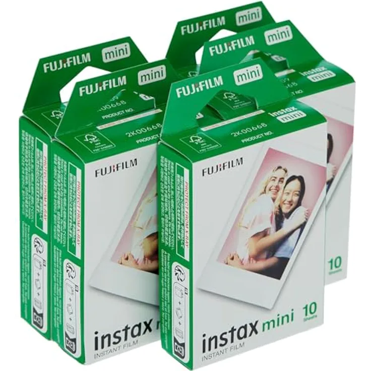 FUJIFILM Instax Mini Film Doppelpack, 20 Sofortbilder pro Film, 4 x 10 Filme