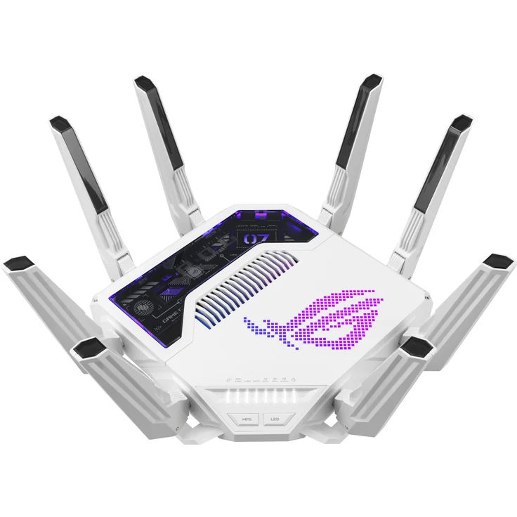 ASUS ROG Rapture GT-BE19000AI, Tri-Band WLAN-Router mit 19000 Mbps, KI-optimierte Spielbeschleunigung, weiss – Bild 1