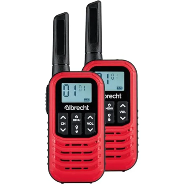 Albrecht Tectalk Go 29646, PMR-Funkgerät mit USB-C Ladebuchse und Taschenlampe, Paar, Rot