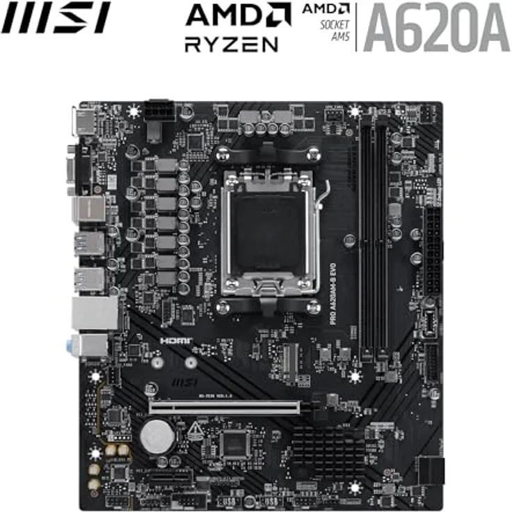 MSI PRO A620AM-B EVO, Micro-ATX Mainboard mit Sockel AM5, AMD A620, 1x PCIe 4.0 x16, geeignet für DDR5-RAM – Bild 2