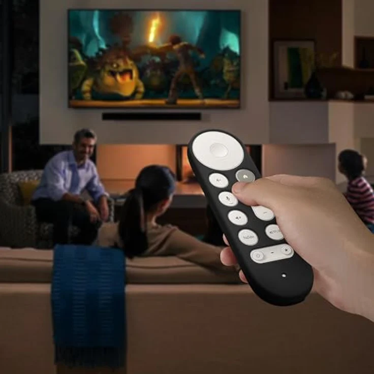 kwmobile Hülle Fernbedienung kompatibel mit Google TV Streamer 4K - Silikon Case in Schwarz, flexibel & elastisch – Bild 5