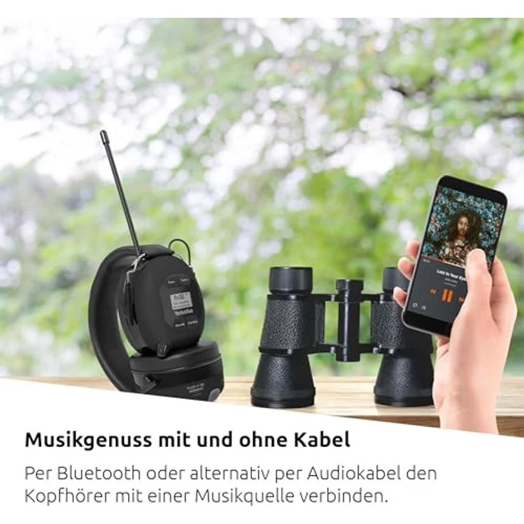 TechniSat STEREOMAN DAB+ OD - Kabelloser Stereo DAB+/FM Bluetooth-Kopfhörer mit integriertem Mikrofon und Gehörschutz, schwarz – Bild 4