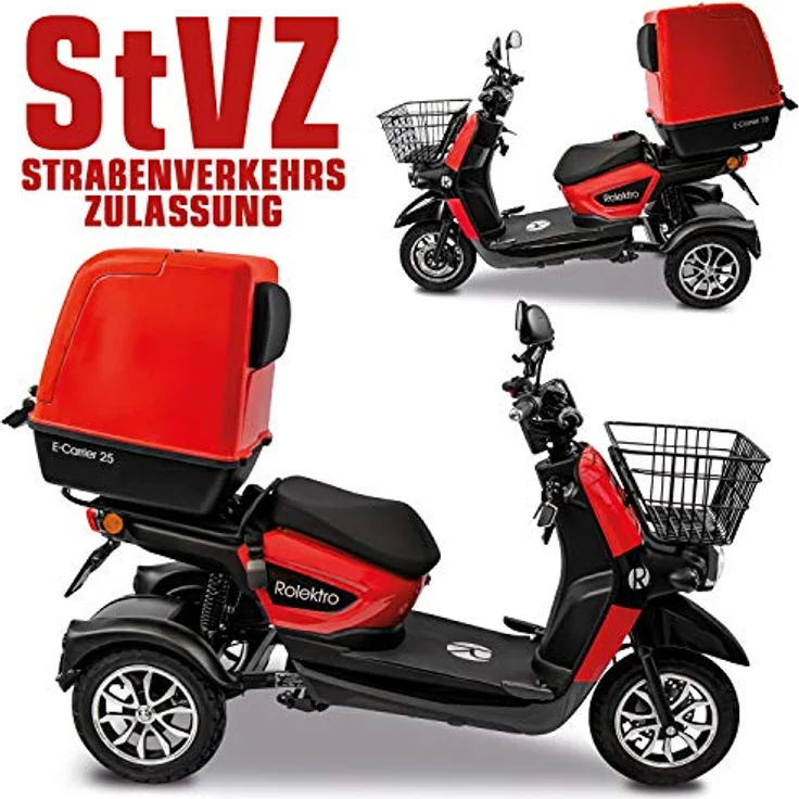 Rolektro E-Carrier 25 Lithium mit XXL Koffer Dreirad-Mobil - 1000W Elektromobil E-Moped bis 70km RW - 3-Rad Seniorenmobil mit Zulassung – Bild 3