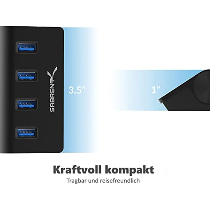 Sabrent USB HUB - Premium 4-Port USB 3.0 Schwarz Aluminum Hub (76cm Kabel) für iMac, MacBook, MacBook Pro, MacBook Air, Mac Mini oder einem beliebigen PC [Schwarz] (HB-MC3B) – Bild 6