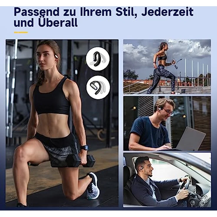 OpenRock Pro Bluetooth Kopfhörer Sport,Open Ear Bluetooth Air Conduction Kopfhörer mit 46-Std-Spielzei,Tiefer Bass, ENC Call Noise Cancelling,IPX5 Wasserdicht, Bequemer Sitz für Laufen Workouts – Bild 4