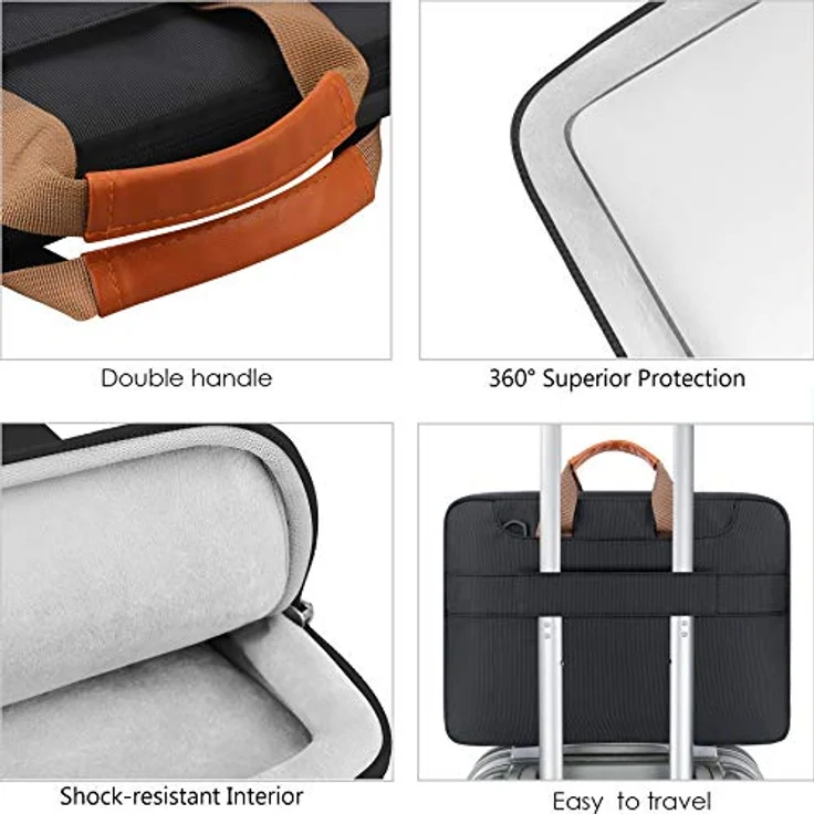 Lacdo Laptoptasche/Laptoptasche für 11-15,6 Zoll (27-15,6 Zoll), wasserdicht, Stoff Mehrfarbig Dark Black 13-13.3 Inches – Bild 4