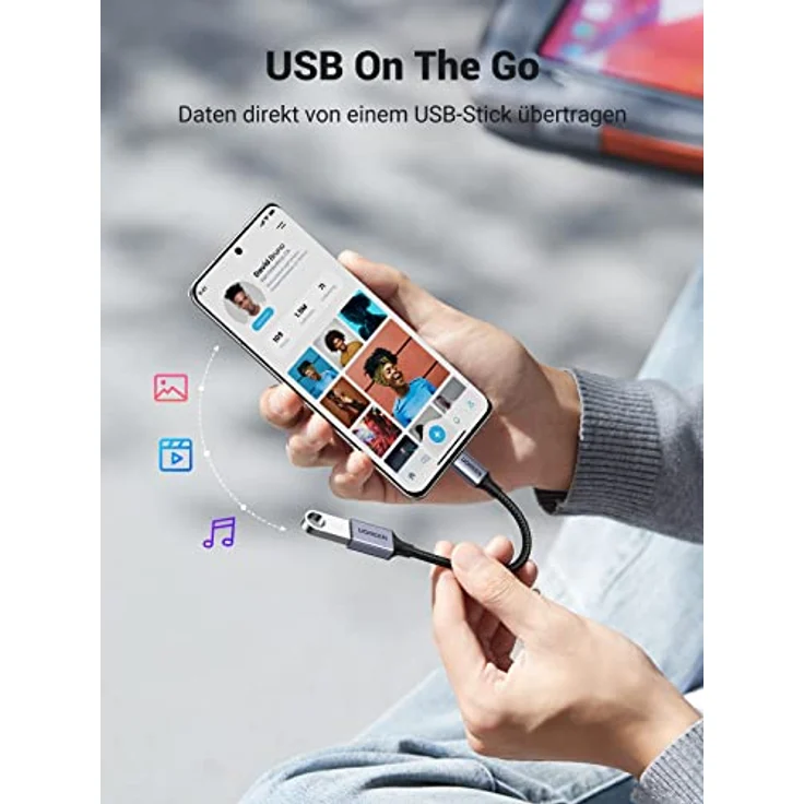 UGREEN USB C auf USB OTG Adapter, 10 Gbps Datenübertragung, kompatibel mit iPhone 15-17, iPad Pro, MacBook Pro M4 und Galaxy S23/S24, grau – Bild 3
