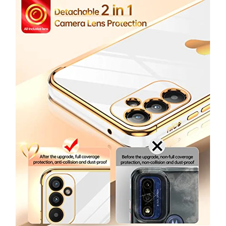 LeYi Handyhülle für Samsung Galaxy A34 5G, Cute Herz Muster TPU Silikon mit 2 Schutzfolien, Stoßfest und Kratzfest, Weiß – Bild 3
