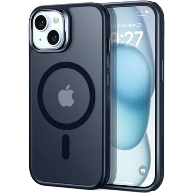 ESR iPhone 15 Hülle, MagSafe-kompatibel, Militärnorm Schutz, vergilbungsbeständig, kratzfeste mattschwarze Rückseite – Bild 1