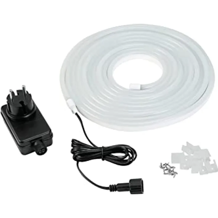 EUROLITE LED Neon Flex 24V 5m gelb Set | Flexibler Lichtschlauch mit 600 LEDs & Netzteil, IP44