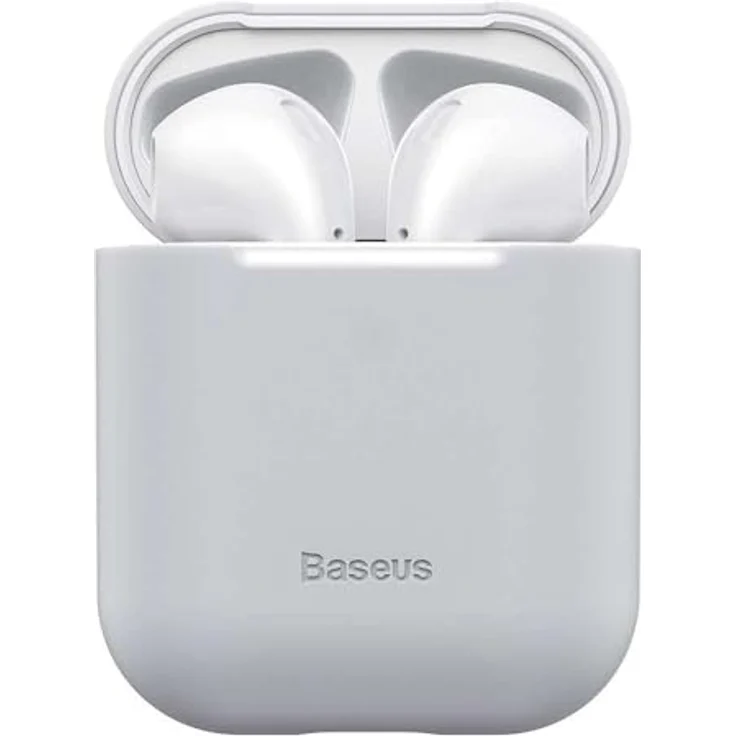 Baseus Ultra Thin Silica für AirPods 1 & 2 kompatible Kopfhörer Schutzhülle Grau - Weiß mit Ultra Slim Silica Gel Beschichtung Stoßfest Staubdicht Weiche und Flexible Ohrstöpsel – Bild 5