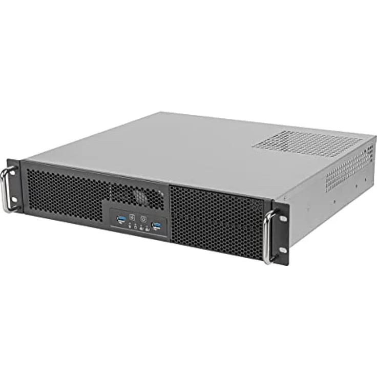 SilverStone SST-RM23-502-MINI, Rackmount Server Gehäuse 2U für Micro-ATX mit 2x 5,25-Zoll-Laufwerken, schwarz