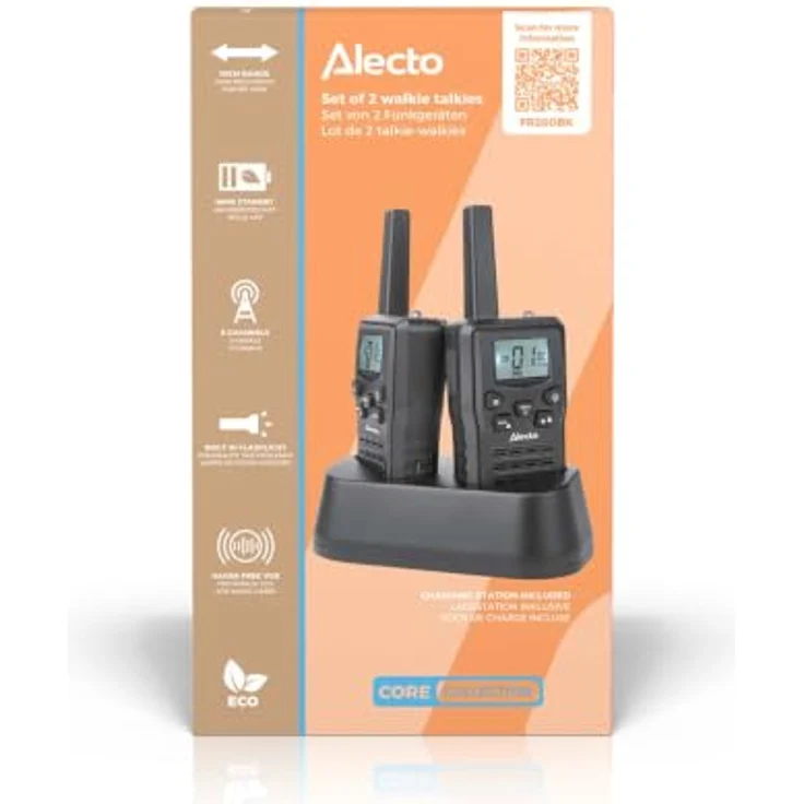 Alecto FR200BK, Set mit 2 wiederaufladbaren Walkie-Talkies, Reichweite bis zu 10 km, VOX-Freisprechfunktion, USB-C, Schwarz – Bild 8