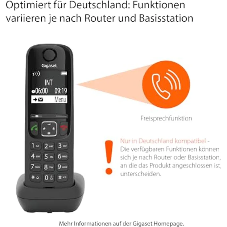Gigaset AS690A Trio Festnetz-/Schnurlostelefon mit Anrufbeantworter (DECT-Telefon mit 3 Mobilteilen, Freisprechfunktion, großes Display, große Tasten) schwarz - Preisvergleich – Bild 2