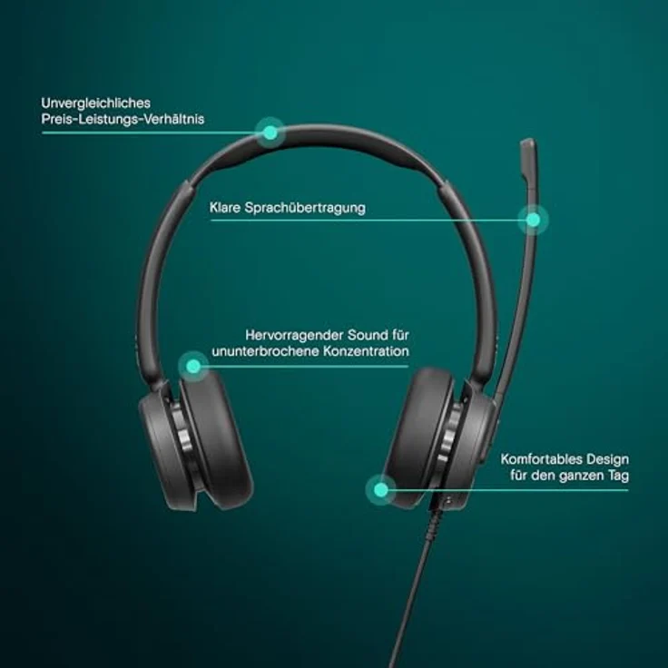 EPOS Impact 460T On-Ear-Headset Dual-Mikrofon, Geräuschfilterung, USB C/USB A, Microsoft Teams, Home Office, Plug-and-Play, Zoom, UC-Kompatibilität - Schwarz – Bild 2
