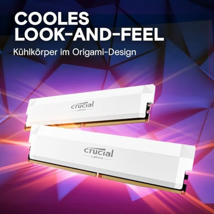 Crucial Pro DDR5 RAM 32GB Kit (2x16GB) 6000MHz CL36, Overclocking Gaming, Intel XMP 3.0 / AMD Expo, PC Computer Arbeitsspeicher 32GB DDR5, Weiß - CP2K16G60C36U5W – Bild 5