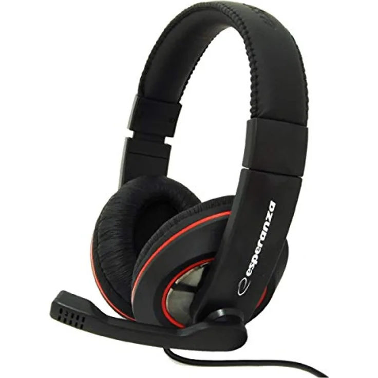 Esperanza EH118 Kopfhörer & Headset Kabelgebunden Kopfband Anrufe/Musik Schwarz Rot (Kabelgebunden)