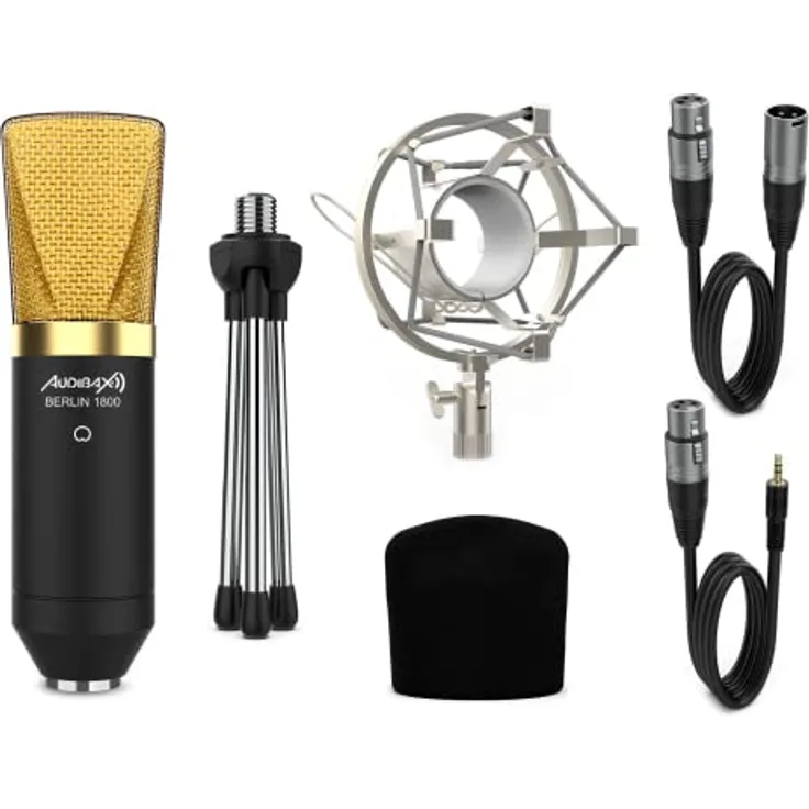 Audibax Berlin 1800 Gold Pack Micrófono Studio Gran Diafragma