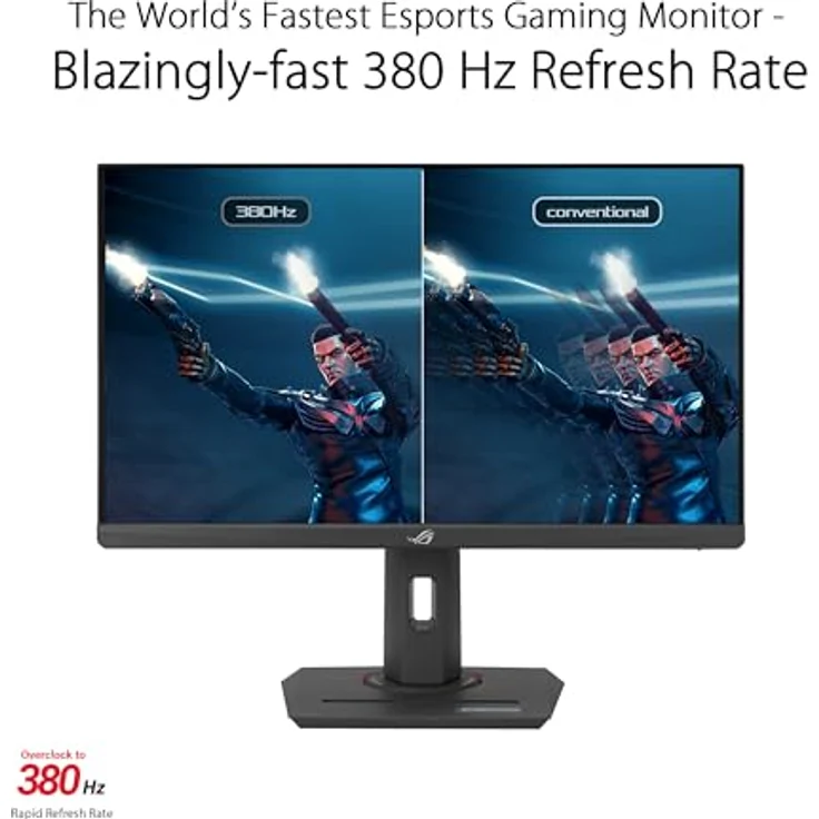ASUS ROG Strix XG259QNS - 25 Zoll Esports Gaming Monitor - 380 Hz, 1ms GtG, FreeSync, AdaptiveSync, ELMB-Sync, DisplayHDR 400 - Fast-IPS, 16:9, 1920x1080, DisplayPort, HDMI, USB-Hub, ergonomisch – Bild 3
