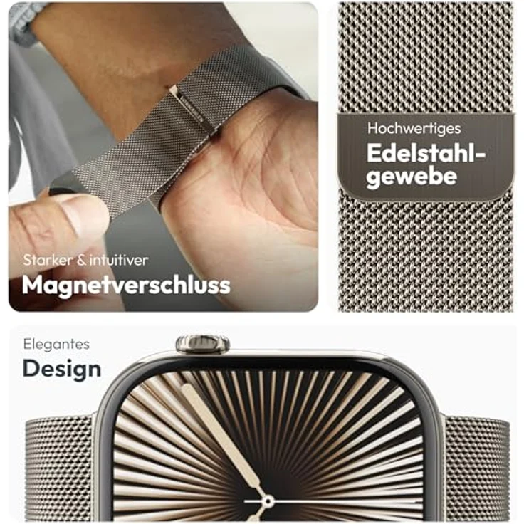 Vonmählen Milanese Loop 2 Armband Watch für Apple Watch, 44/45/46/49 mm, Desert Sand, versandkostenfrei – Bild 3