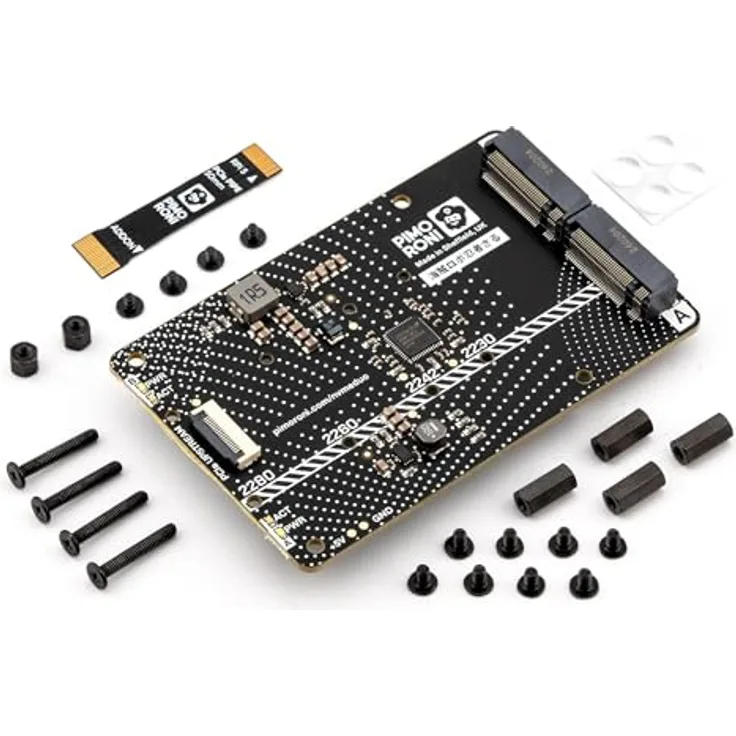 Pimoroni NVMe Base Duo Speichererweiterung für Raspberry Pi 5, 2x M-Key Slot, PCIe Gen 2 Switch, ideal für Dateiserver und Medienzentren