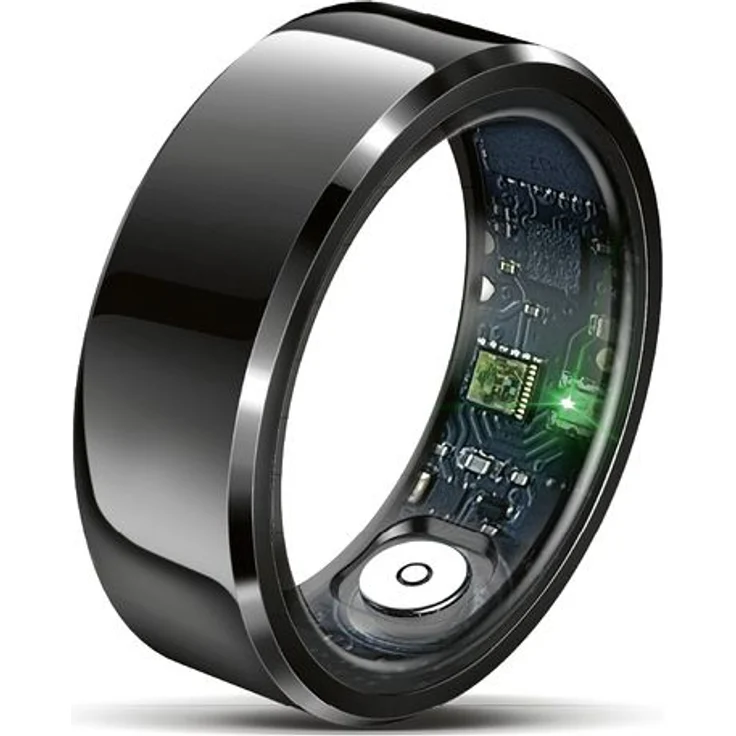 Beafon Smart Ring SR6, Fitness-Tracker mit Bluetooth 5.1, Edelstahl, Größe 11, Schwarz – Bild 1