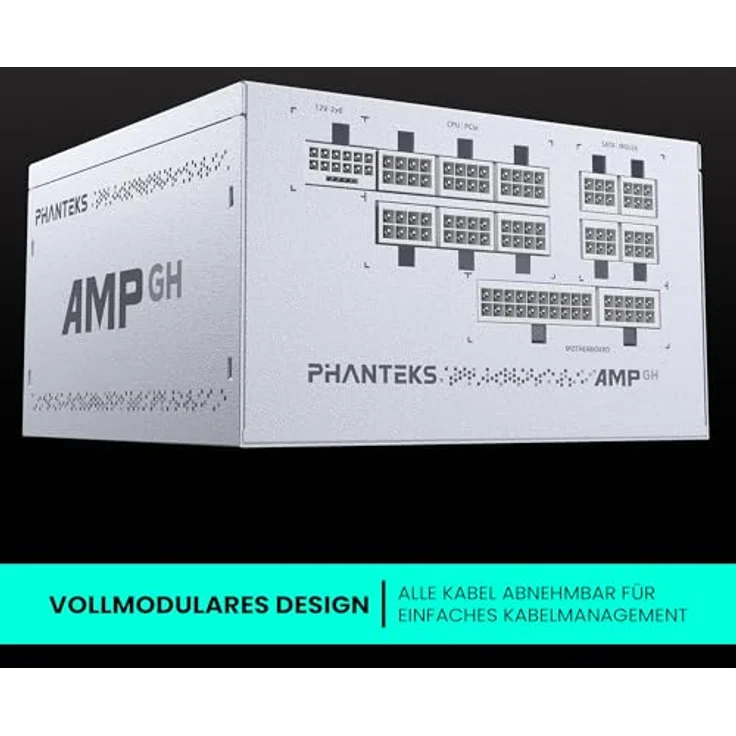 Phanteks AMP GH V2 1000W 80 PLUS Platinum Netzteil, PCIe 5.1, ATX 3.1, vollmodulares Kabelmanagement, geräuschloser Hybridmodus, weiß – Bild 3
