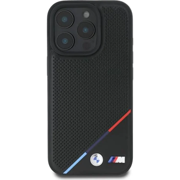 BMW BMHMP16L23PUPDK iPhone 16 Pro Hardcase, perforiert mit Tricolor Line und MagSafe, schwarz – Bild 3