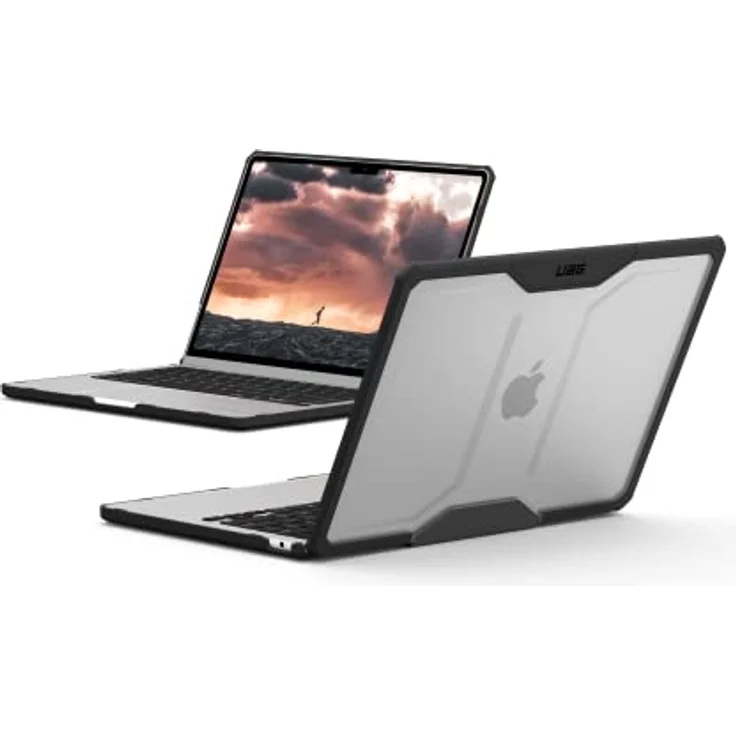 Urban Armor Gear Plyo Case für das Apple MacBook Air 13" Zoll (M2-2022) Hülle [Sturzfeste Schutzhülle nach US-Militärstandard, Freier Zugang zu Allen Anschlüssen] Ice/schwarz (transparent) – Bild 1