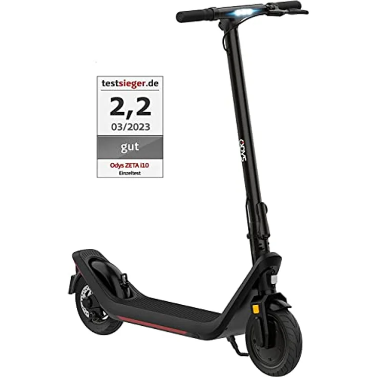 Odys Zeta i10 Faltbarer E-Scooter mit Straßenzulassung & Appanbindung (max 20 km/h, bis zu 50km Reichweite & bis zu 120kg zugel. Gesamtgewicht, 10" Luftreifen, duales Bremssystem, IP55, Display) – Bild 1