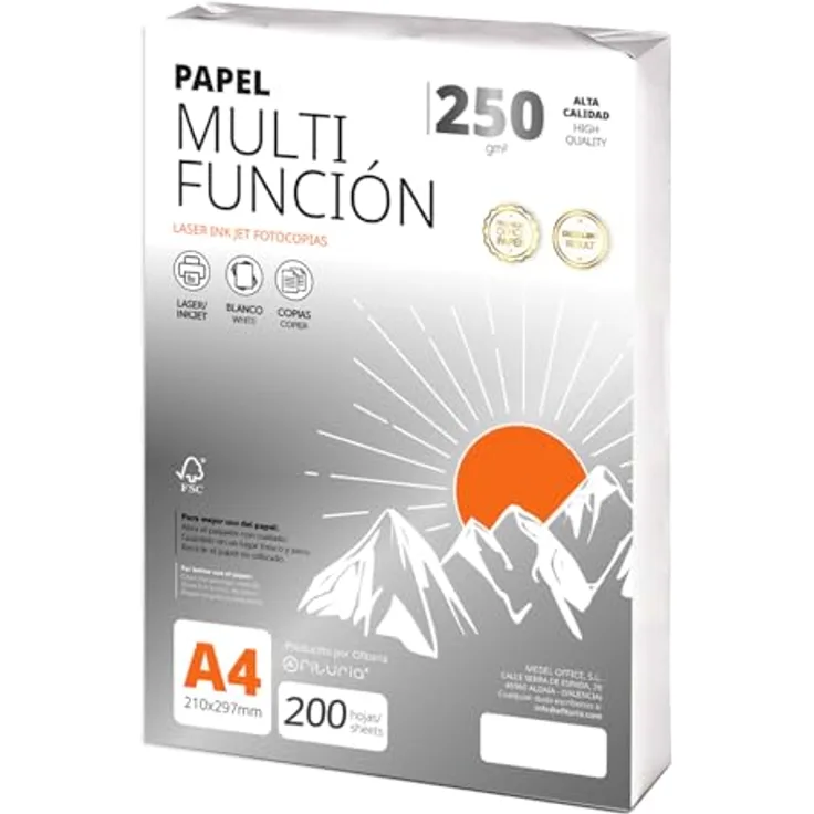 Ofituria Kopierpapier A4, 250 g/m², 200 Blatt, Mehrzweckpapier für Laser- und Tintenstrahldrucker, Kopierer, Bürobedarf, Schulbedarf