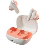 Skullcandy Smokin' Buds In-Ear Wireless-Kopfhörer, 20 Std. Akkulaufzeit, 50% nachhaltiger Kunststoff, Mikro, Knochen/Orange-Glühen