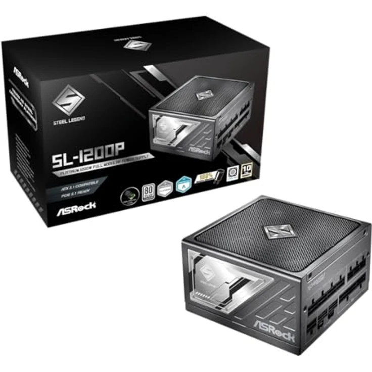 ASRock Steel Legend SL-1200P, 1200W ATX Netzteil mit 80 PLUS Platinum Zertifizierung und 135 mm Lüfter – Bild 1