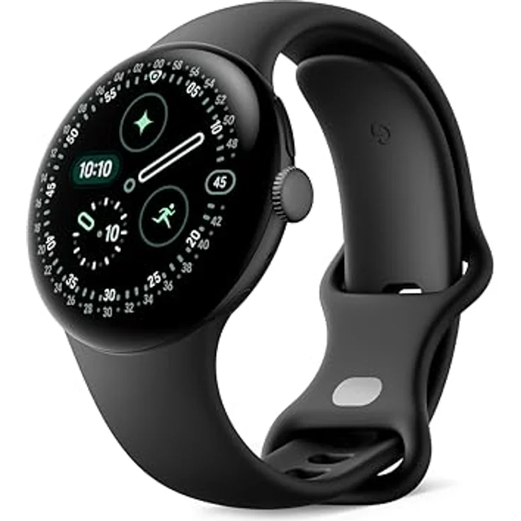 Google Pixel Watch 4 (41 mm) – Android-Smartwatch mit gewölbtem Display, Fitness-Tracking, Aluminiumgehäuse in Matte Black und Sportarmband in Obsidian – WLAN – Bild 1