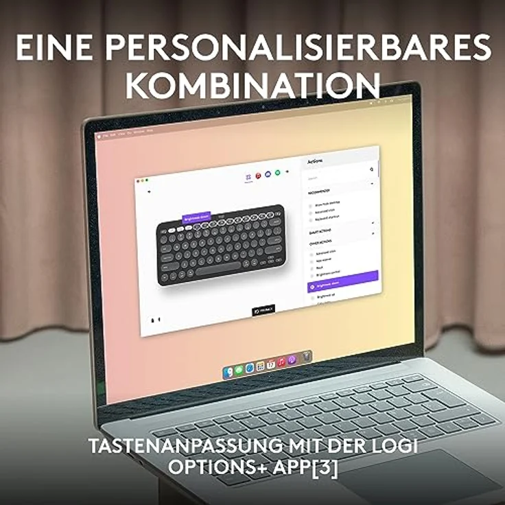 Logitech Pebble 2 Combo für Mac, kabellose Tastatur und Maus, schlank, leise und mobil, anpassbar, Bluetooth-Maus und -Tastatur, Easy-Switch, für macOS, iPadOS, Deutsches QWERTZ-Layout, Grafit – Bild 4