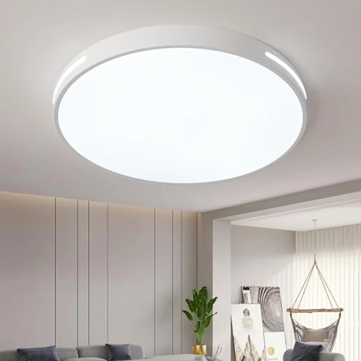 Natsen 96W Deckenleuchte LED Deckenlampe, dimmbar mit Fernbedienung, Runde Leuchte für Küche Diele Wohnzimmer Schlafzimmer Büro, Weiß (50 * 50 * 5cm) – Bild 1