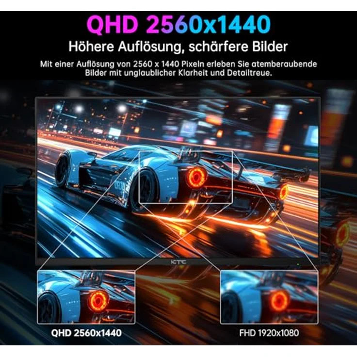 KTC Gaming Monitor H27T22, 27 Zoll 1440p 180Hz Fast IPS Monitor, 2K QHD 1ms GTG, FreeSync & G-Sync 124%sRGB HDR10, Vertikaler PC Bildschirm, HDMI/DP/USB, Schwarz – Bild 5