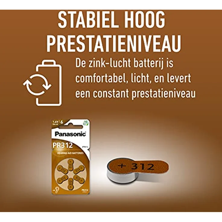 Panasonic PR312 Zink-Luft-Batterien für Hörgeräte, Typ 312, 1.4V, Hörgerätbatterien, 10 Packungen (60 Stück), braun – Bild 7