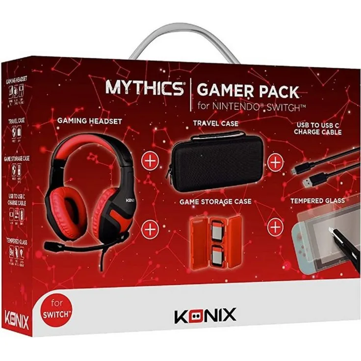 KONIX Mythics Nintendo Switch Gaming Pack Gaming-Headset Zubehör (mit u.a. Headset, Tragetasche, Hülle)