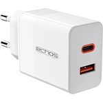 Echos 25W Ladegerät Dual Port USB C USB A Schnellladegerät Power Netzteil PD QC 3.0 Ladegerät Handy für iPhone Samsung Galaxy Ipad Huawei Xiaomi HTC Sony LG und viele mehr (Weiß) - Preisvergleich