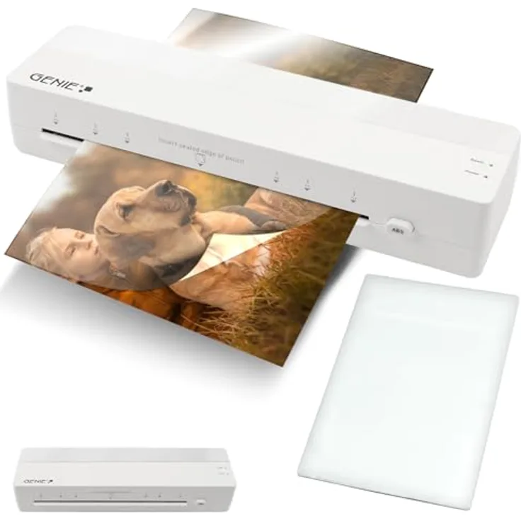 GENIE LA 400 A4 Laminiergerät, Heißlaminator mit 2 Heizrollen, schnell und zuverlässig für Schule, Büro und Home-Office, inkl. 5 Laminierfolien A4