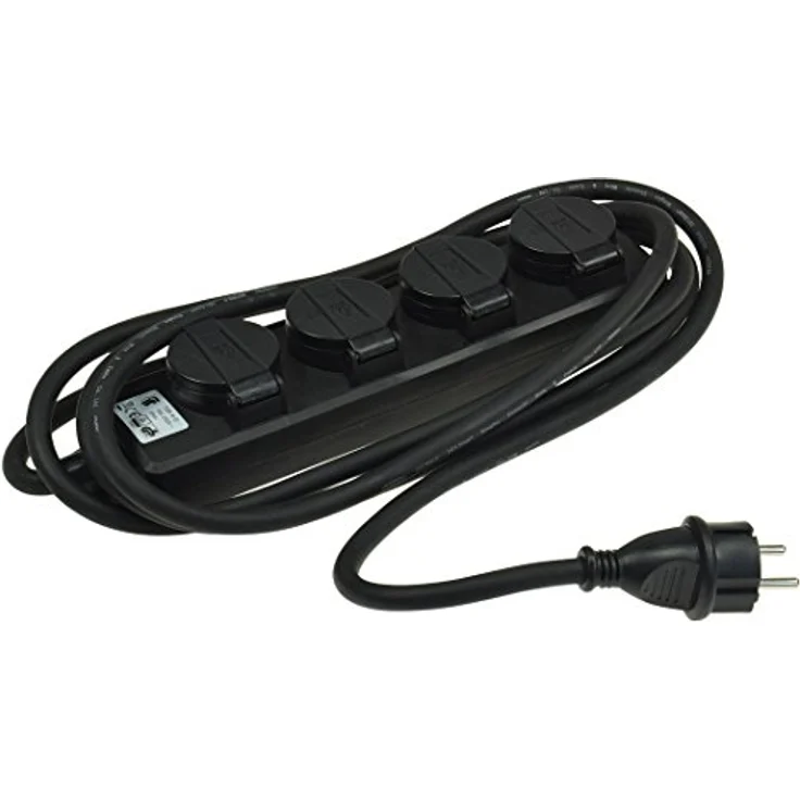 ChiliTec 4-Fach Steckdosenleiste Aussensteckdose mit 4 Schutzkontaktsteckdosen Klappdeckel 3m Kabel IP44 Schwarz – Bild 4