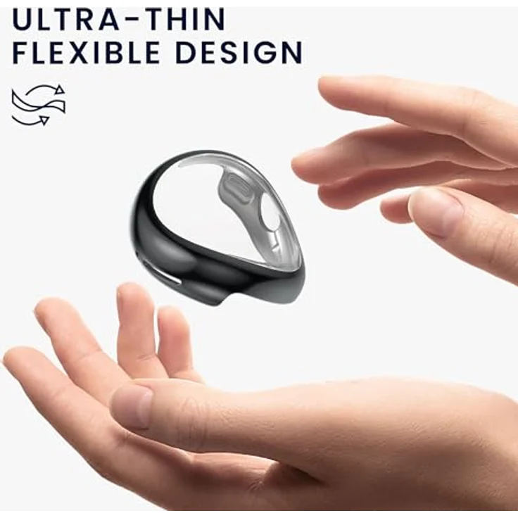 kwmobile 2X Silikon Hülle für Google Pixel Watch 2 / Pixel Watch 1, Fullbody Schutzhülle aus Silikon, Schwarz Silber, Rundumschutz für alle Funktionen – Bild 4